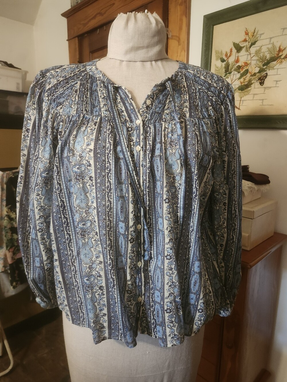 Doen Jane Top In Various Colors Of Blue Print